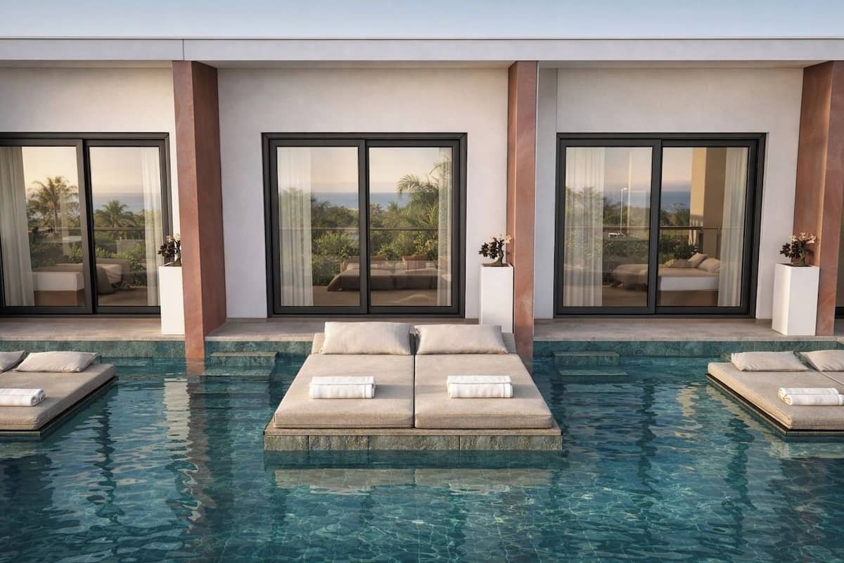Deluxe Shallow Pool Room | Egyptian cotton sheets, premium bedding, down comforters, pillowtop beds