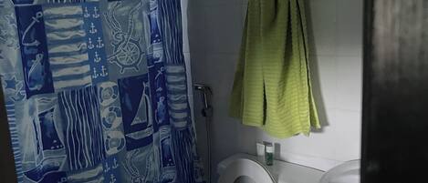 Ducha, secador de pelo, bidé y papel higiénico