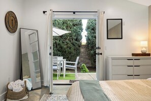 1 bedroom, desk, iron/ironing board, travel cot