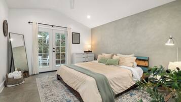 1 bedroom, desk, iron/ironing board, travel crib