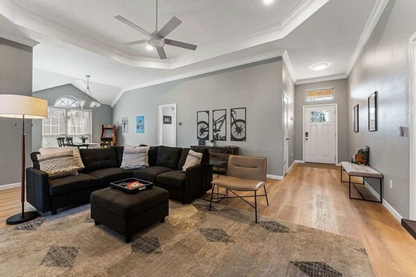 TV, fireplace, video games