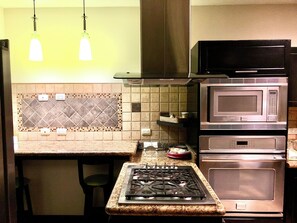 Fridge, microwave, oven, dishwasher