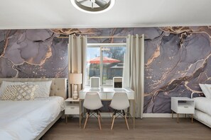 4 bedrooms, desk, iron/ironing board, travel crib