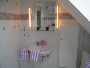 Dusche, Haartrockner, Handtücher
