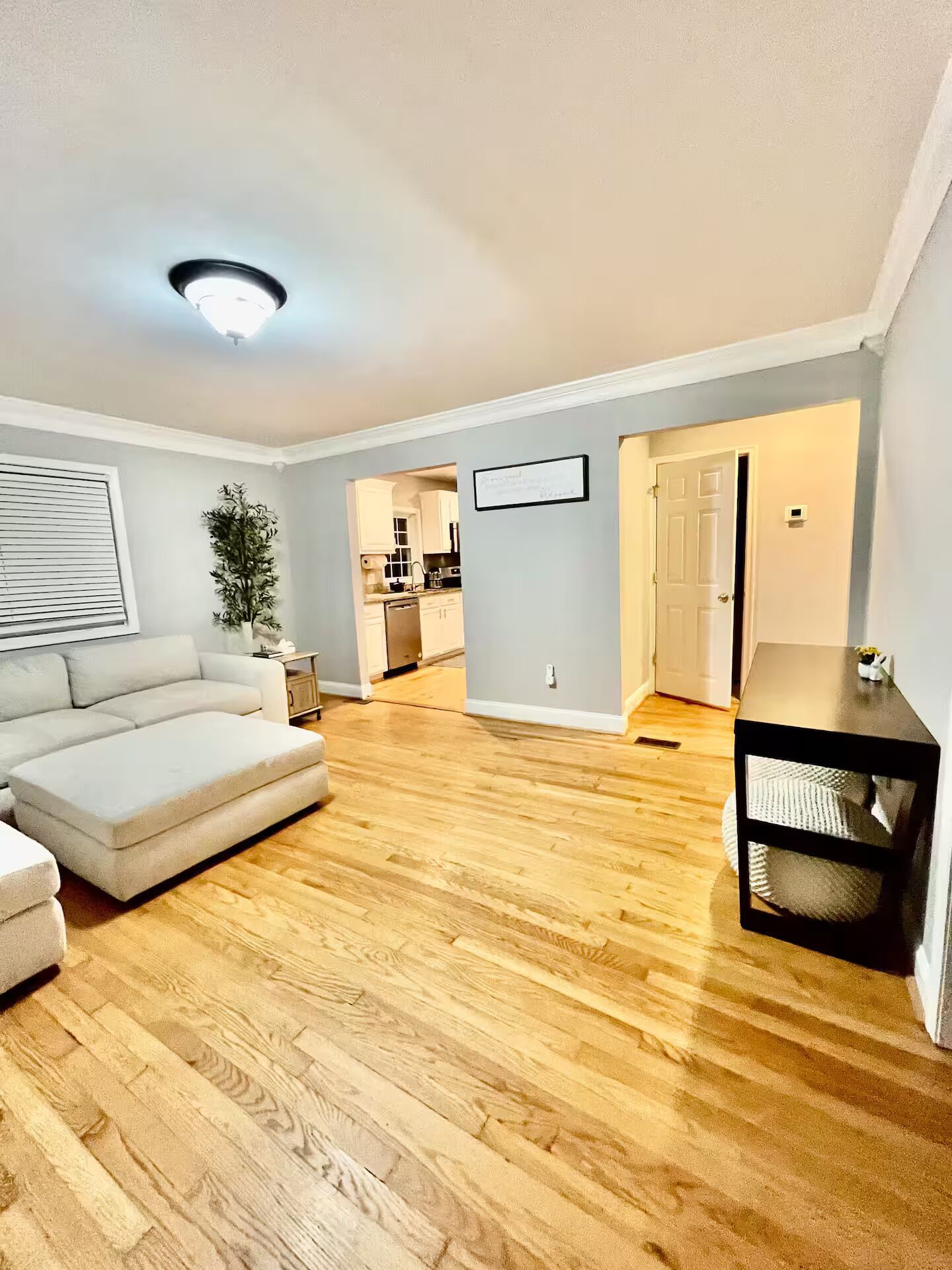 Smart-TV, Kamin, Bücher, Stereoanlage