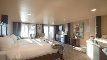 Suite estudio de lujo, hidromasaje, vista al océano (609) | Ropa de cama de alta calidad y camas con pillow-top