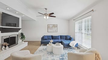 TV, fireplace, offices
