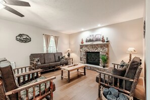 Smart TV, fireplace, video games, ping pong