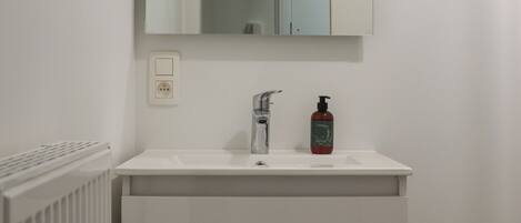 Séchoir à cheveux, serviettes fournies, savon, papier de toilette