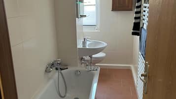 Hair dryer, towels, toilet paper