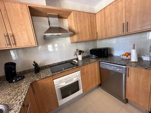 Fridge, microwave, oven, dishwasher