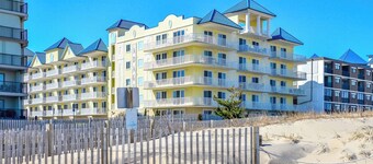 3-bedroom condo with ocean views, indoor pool, balcony, and mid-town location!