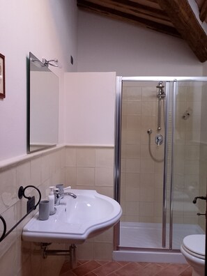 Ducha, secador de pelo, bidet, toallas
