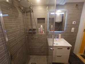 Regadera, tina de hidromasaje, secadora de cabello, bidet 