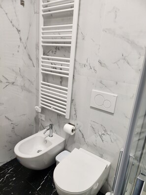 Dusche, Haartrockner, Bidet, Handtücher