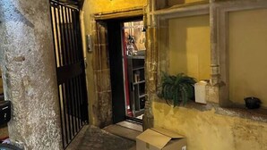 A narrow alleyway with a bicycle, a door, and a window with a plant. - La Cachette St Jean: Calm and serenity in Vieux Lyon (Lyon)