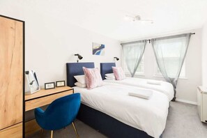 2 bedrooms, desk, iron/ironing board, travel crib