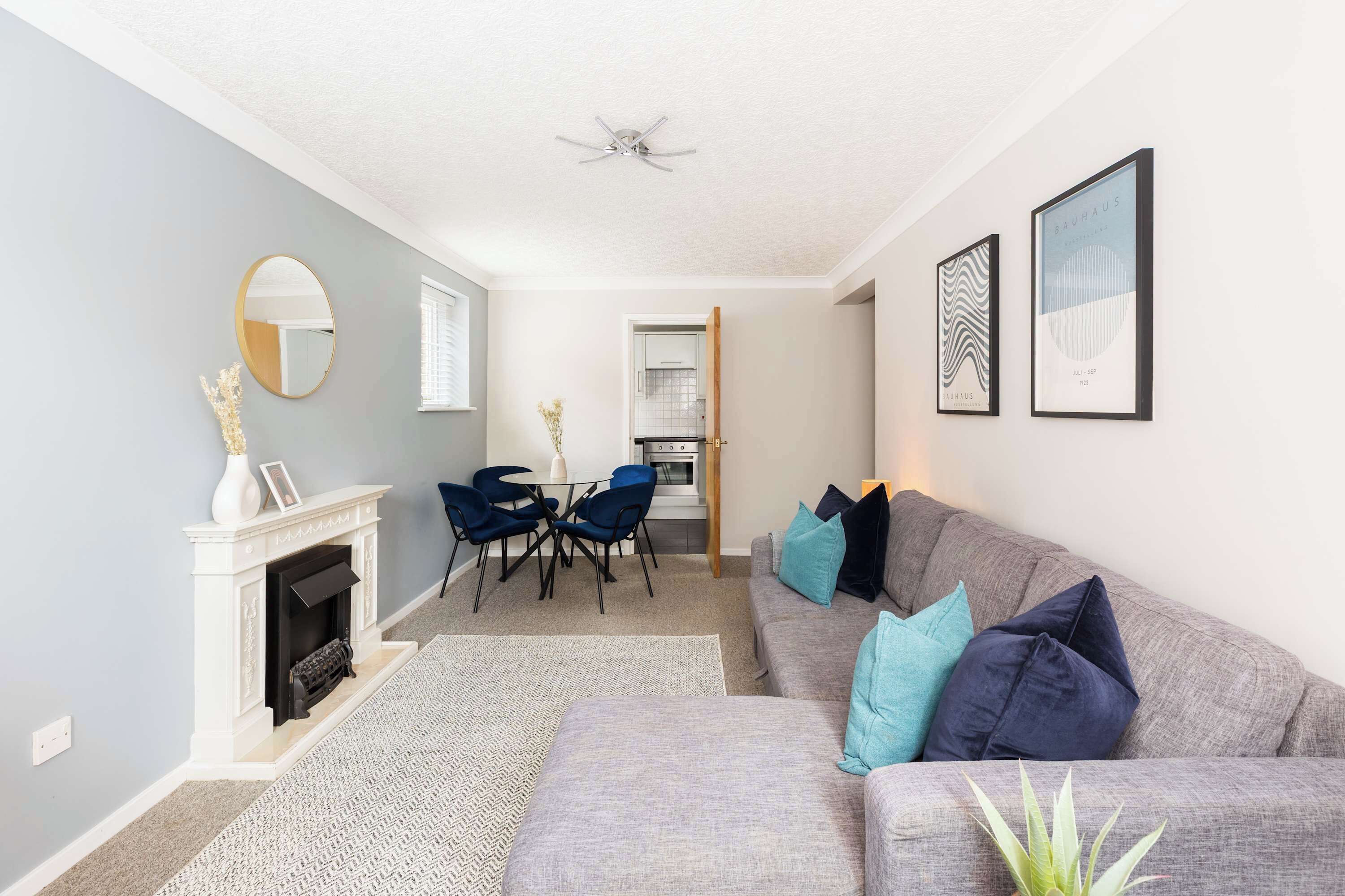 TV, fireplace, offices