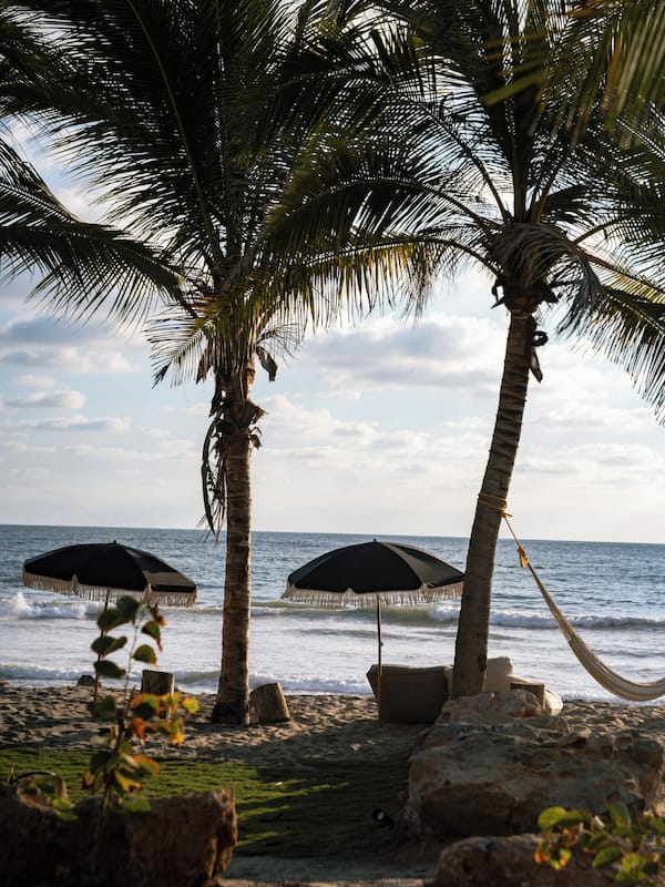 On the beach, beach towels, beach bar