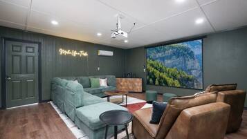 TV, fireplace, video games