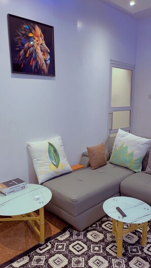 Living area - Charming 1-bedroom apartment in lovely Dar es Salaam with AC, WiFi (Dar es Salaam)