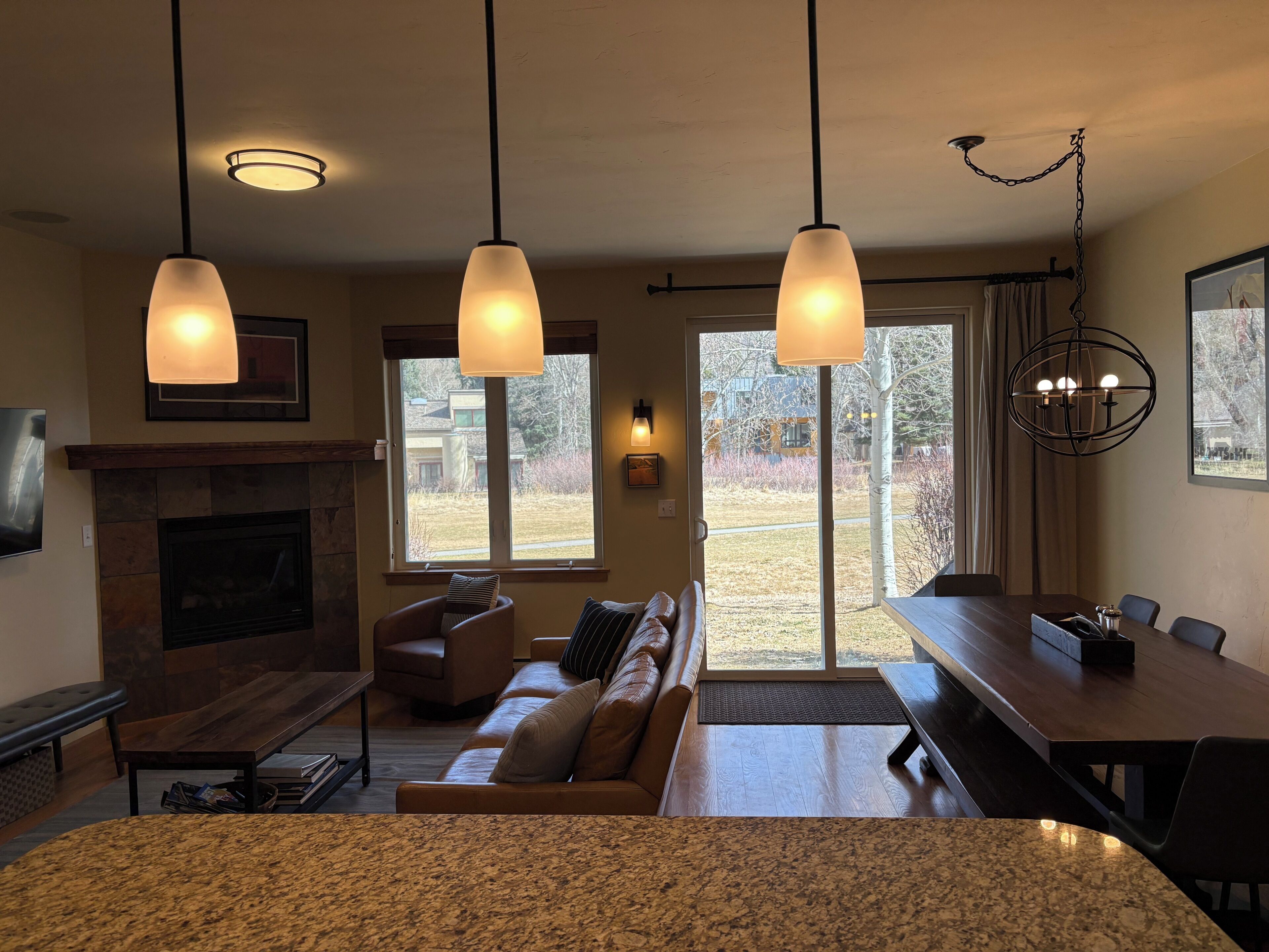 Smart TV, fireplace, video games