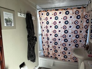 Secador de pelo, toallas, jabón, papel higiénico