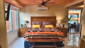 1 bedroom, desk, iron/ironing board, travel crib