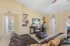 Smart TV, ping pong, books, music library