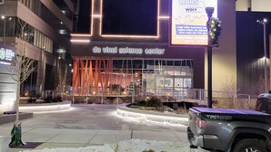 The exterior of the Da Vinci Science Center with a large illuminated sign advertising an event. - Pet-Friendly Apt  Fenced yard  Private Parking (Allentown)
