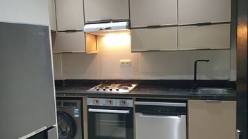 Fridge, oven, stovetop, dishwasher