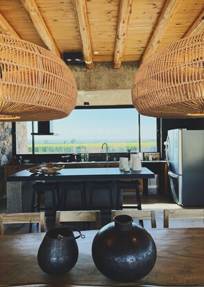 Family Cabin, Vineyard View | Private kitchen | Stovetop, coffee/tea maker, toaster, cookware/dishes/utensils - Finca Boutique Un Buen Año (Eugenio Bustos)