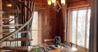 Chalet rustique au bord de la rivière St-Maurice, bâteau, ski, motoneige
