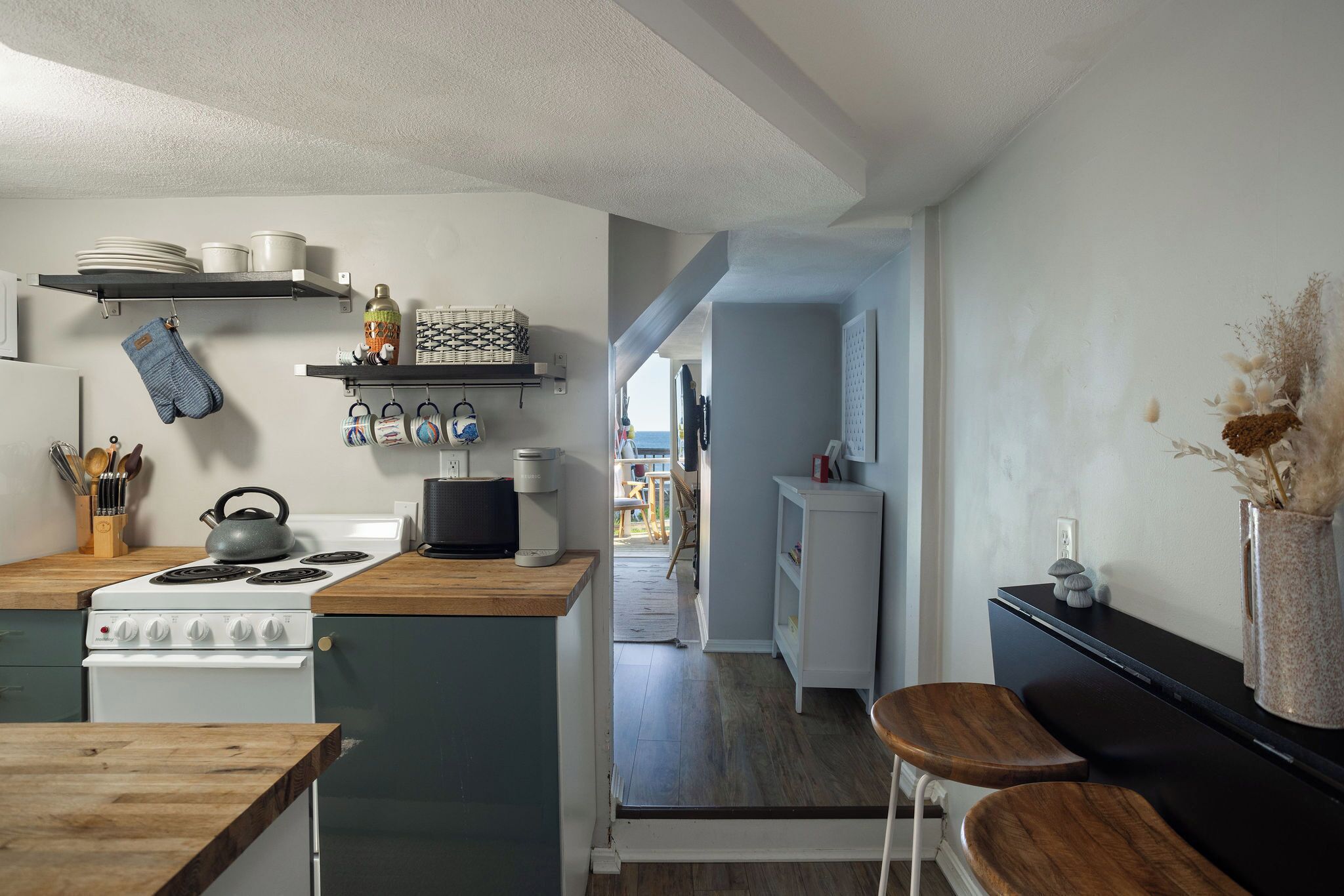 Frigorífico, microondas, horno y placa de cocina