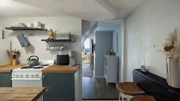 Frigorífico, microondas, horno y placa de cocina