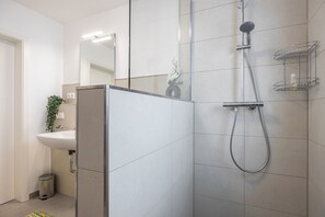 Ducha, secador de pelo y toallas