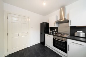Fridge, microwave, oven, electric kettle