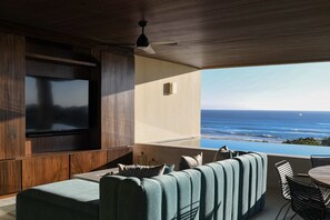 Smart TV, video games, DVD player, foosball