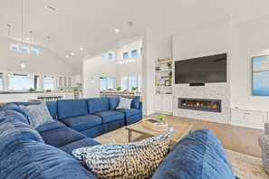 TV, fireplace, video games, DVD player