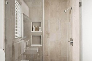 Shower, hair dryer, towels - Stadium Basecamp | King Bed+City Balcony | Tesoro (Denver)