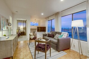 Apartment, 1 Queen Bed with Sofa bed, Patio, Partial Ocean View | Living area - Beryl Bungalow (San Diego)