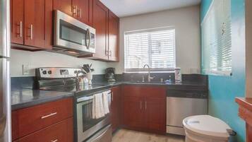 Apartment, Multiple Beds, Hot Tub, City View | Private kitchen | Coffee/tea maker