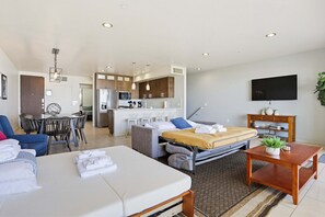 Appart'hôtel, plusieurs lits, balcon, vue plage