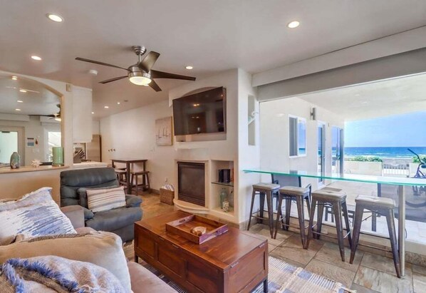 Condo, Multiple Beds, Kitchen, Beach View | Living area - Surf Rider D (San Diego)