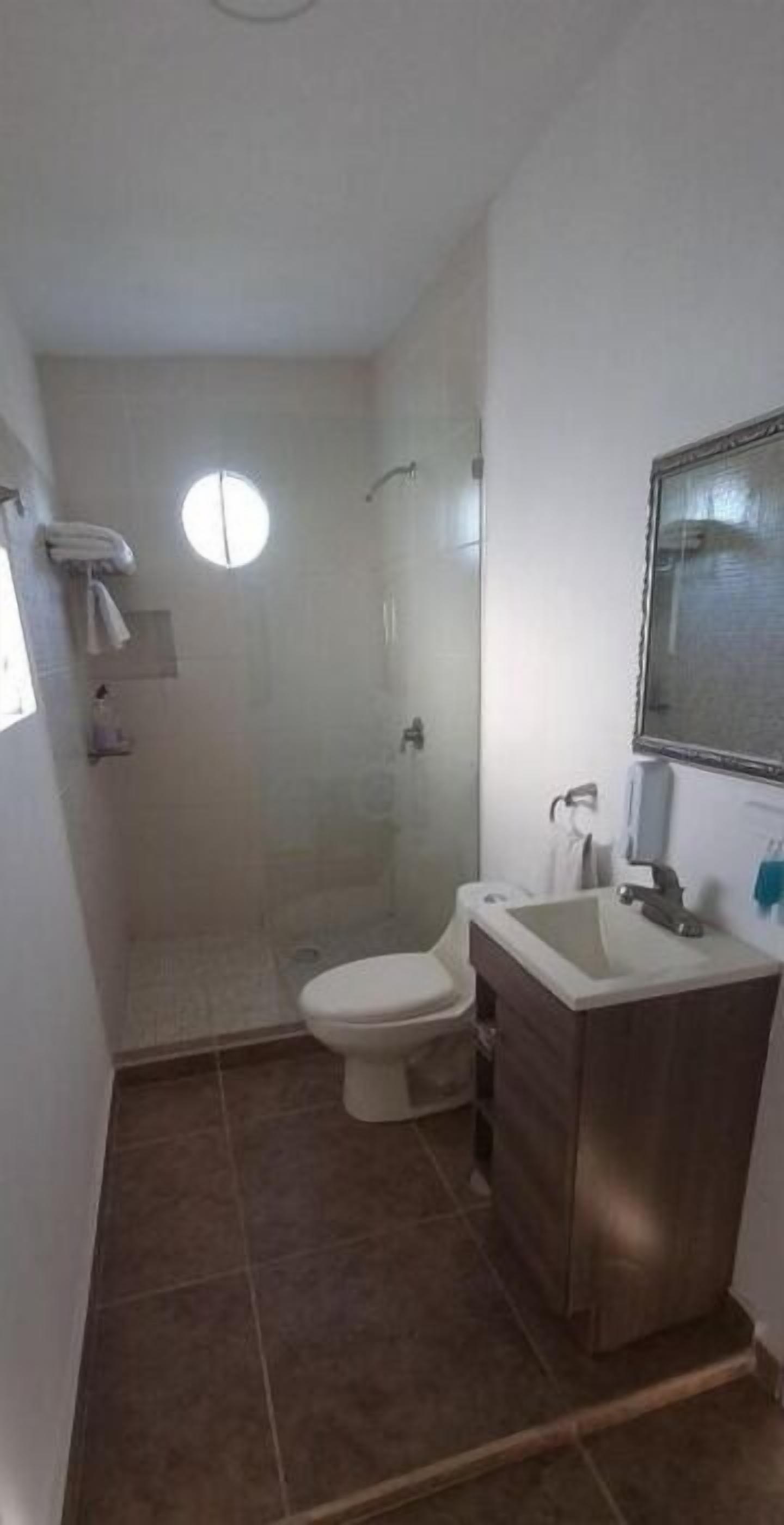 Eco-friendly toiletries, hair dryer, towels, shampoo