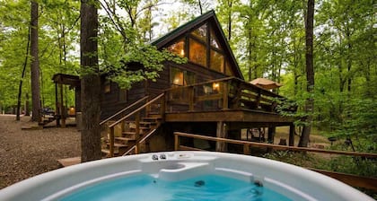 Elyssa's Escape Cabin is an elegant two-bedroom cabin that sleeps up to six people comfortably.