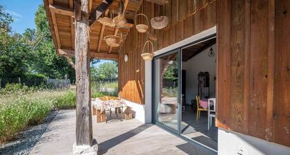 Restored barn in its Landes airial