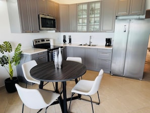 Fridge, microwave, oven, stovetop - Beachfront 2BR Condo with Patio, Harbor Views, & Boardwalk Access in Philipsburg (Philipsburg)