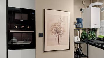 Frigorífico, microondas, horno y placa de cocina