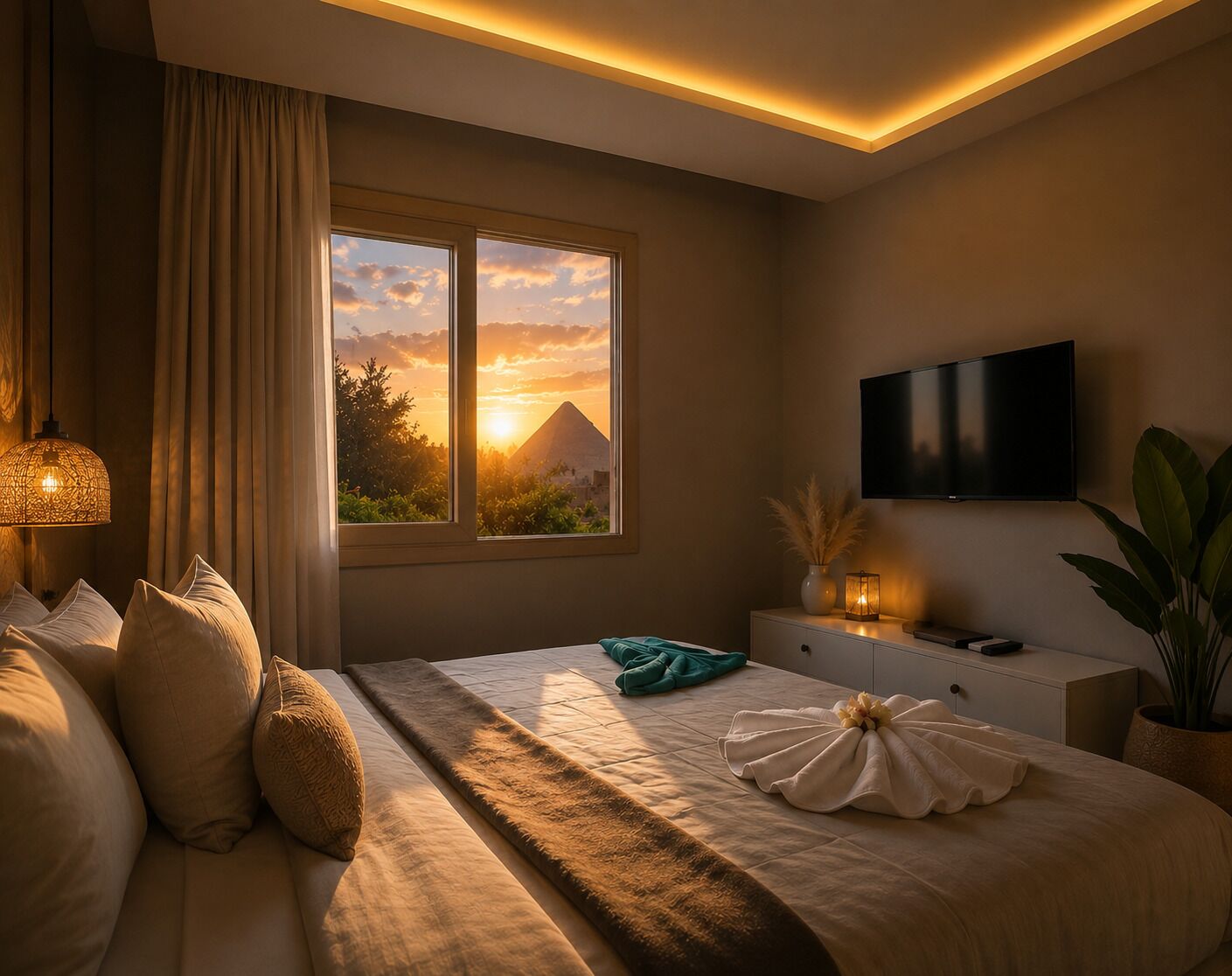 Quarto básico (Pyramids View) | Frigobar, individualmente decorados, individualmente mobiliados